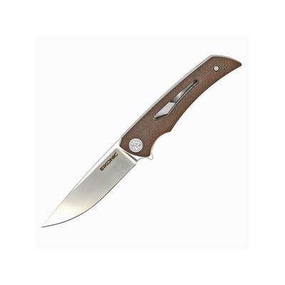 EIKONIC Knife Company Aperture Folding Knife 3.14in D2 Steel w/Rockwell Hardness of 59-60 Micarta Handle Satin/Brown 551SBR