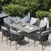 SHINYOK Rectangular 6 - Person 62.99" Long Outdoor Dining Set w/ Cushions Stone/Concrete/Metal in Gray | 62.99 W x 35.43 D in | Wayfair
