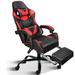 Inbox Zero Reclining Ergonomic Faux PC & Racing Gaming Chair w/ Fireproof Certification Faux in Red/Black | 48.25 H x 26.5 W x 24.5 D in | Wayfair