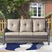 Red Barrel Studio® Carolina 75" Wide Outdoor Wicker Patio Sofa w/ Cushions Wicker/Rattan in Gray | 35 H x 75 W x 35 D in | Wayfair