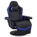 Inbox Zero Reclining Ergonomic Faux Leather Swivel PC & Racing Game Chair w/ Footrest Leather in Blue | 43 H x 32 W x 23 D in | Wayfair