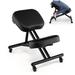 Inbox Zero Humayun Height Adjustable Kneeling Chair w/ Upgraded Gas Spring Rod Metal/Fabric in Black | 26.5 H x 23.5 W x 19 D in | Wayfair