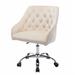 House of Hampton® Franja Ergonomic Task Chair, Swivel Shell Chair, Leisure Office Chair w/ Tufted Design Upholstered/ in White/Brown | Wayfair