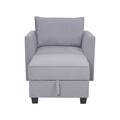 Ebern Designs Makvala Convertible Modular Sectional Sofa, Linen Sleeper Accent Chair w/ Ottoman Linen in Gray | 35.03 H x 35 W x 55.9 D in | Wayfair
