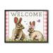 Stupell Industries Welcome Plaid Spring Garden Rabbits by Elizabeth Tyndall - Floater Frame Graphic Art on in Brown | Wayfair au-025_fr_24x30