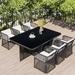 Bayou Breeze Aihnoa Rectangular 6 - Person 72.83" Long Outdoor Dining Set w/ Cushions Glass/Wicker/Rattan in Black | 72.83 W x 47.2 D in | Wayfair