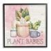 Stupell Industries Plant Babies Potted Sprigs Garden - Floater Frame Graphic Art on Wood in Brown/Green/Pink | 24 H x 24 W x 1.5 D in | Wayfair