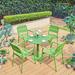 Hokku Designs Binaca Round 4 - Person 27.56" Long Aluminum Outdoor Dining Set Metal in Green | 27.56 W x 27.56 D in | Wayfair
