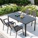 Hokku Designs Amario Rectangular 4 - Person 62.99" Long Aluminum Outdoor Dining Set Wood/Stone/Concrete/Metal in Black/Brown/Gray | Wayfair