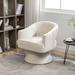 Barrel Chair - Everly Quinn Chynna 28 inches Wide Swivel Barrel Chair Velvet/Fabric in White/Brown | 29.3 H x 28 W x 27.6 D in | Wayfair