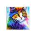 Stupell Industries Bold Rainbow Cat Face Portrait - Graphic Art Wood in Brown | 12 H x 12 W x 0.5 D in | Wayfair au-382_wd_12x12