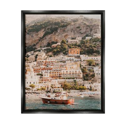 Stupell Industries Coastal Port City Buildings Seaside Floater Canvas Wall Art By Krista Broadway Canvas in Blue/Brown | Wayfair at-782_ffb_24x30