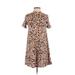 Entro Casual Dress - A-Line Mock Short sleeves: Tan Animal Print Dresses - Women's Size Small - Print Wash