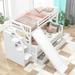 Twin Over Full Bunk Bed with Drawers, Storage and Slide, Multifunction Wood Loft Bed Frame with Guardrails for Kids, Teens