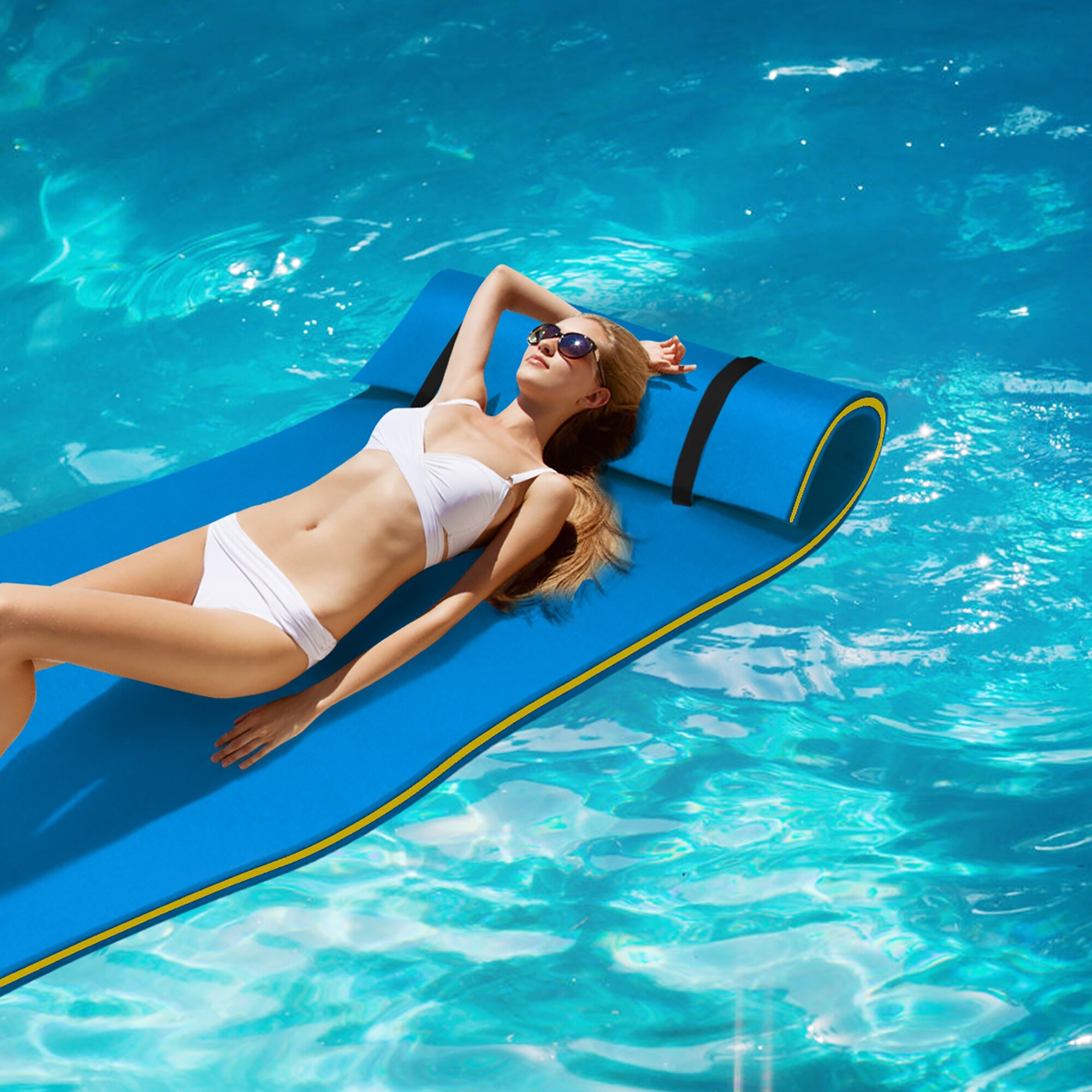 Costway 3-Layer Tear-proof Water Mat Floating Pad Island Water Sports