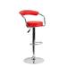 Red colour Stool with adjustable height and upholstered, Stainless steel base. Set of 4
