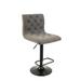 Fabric upholstered stool, adjustable height and black stainless steel base, 360° swivel. Set of 4