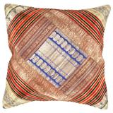 Canvello Vintage Design Sari Silk Square Pillow - 16" X 16" - Orange - 16'' X 16''