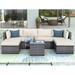 7 Piece Rattan Sectional Seating Group with Cushions, Water and UV Resistant