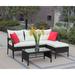 3-Piece Wicker Rattan Outdoor Sectional Sofa Set with Coffee Table, Beige