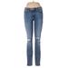 CALVIN KLEIN JEANS Jeans - Mid/Reg Rise Skinny Leg Denim: Blue Bottoms - Women's Size 28 - Distressed Wash