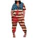 Wycnly Womens Jumpsuits Plus Size Independence Day Patriotic Long Jumpsuits Overalls with Pocket Trendy Star USA Flag Print V-Neck Short Sleeve Maxi Summer Rompers Red s