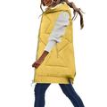 Winter Coats For Women Solid Hooded Single Medium Length Cotton Jacket Vest Slim Cardigan Coat