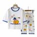 ZCFZJW Summer Toddler Kids Baby Girls Boys Two Piece Set Cute Cartoon Pattern Print Casual 3/4 Sleeve Loungewear Oufit Clothes Thin Air-conditioned Home Clothing Blue 4-5 Years