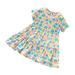 ZCFZJW Toddler Kids Baby Girls Ruffle Dress Fashion Cute Sleeveless Sweet Flower Print Summer Beach Princess Sun Dress #03-Multicolor 5-6Years