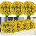 6 Bundles Artificial Summer Fall Flowers No Fade Faux Autumn Plants Fake Indoor Outdoor Greenery for Table Centerpiece Christmas Wedding Party Home Garden Fireplace Decorr(Yellow)