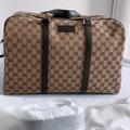 Gucci Bags | Gucci Luggage Gg Guccissiama Monogram Canvas Boston Carry On Duffle Travel Bag | Color: Brown | Size: Approx. 16.5 " W 11" H 8.75" D