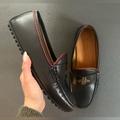 Gucci Shoes | Gucci Bee Embossed Leather Moccasins | Color: Black/Red | Size: 9