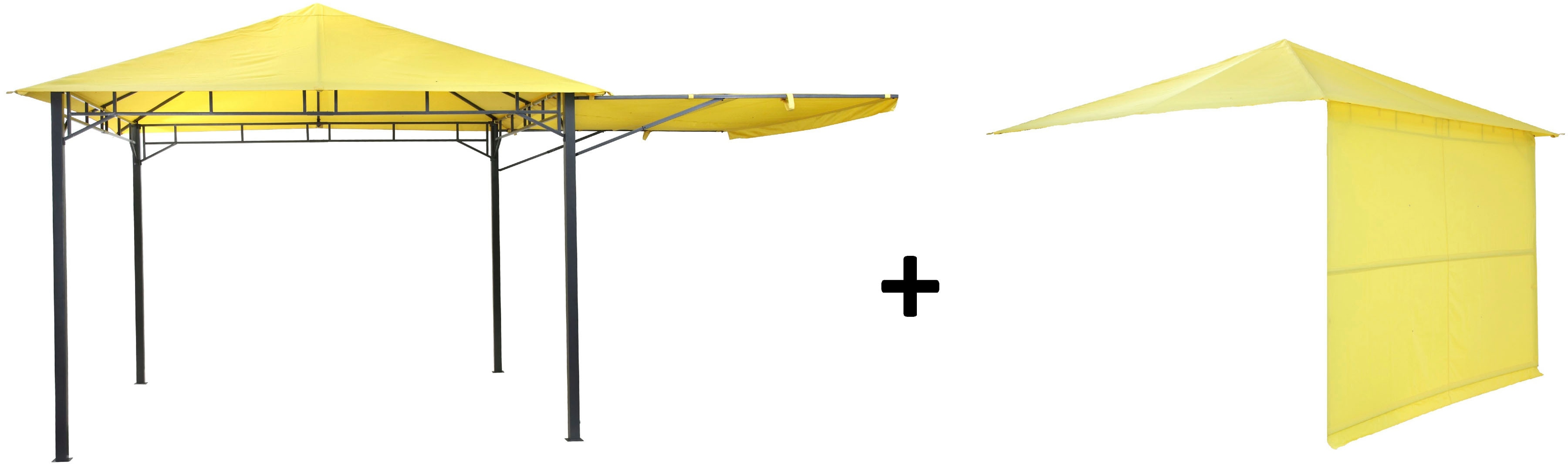 Pavillon TEPRO "Lehua", gelb, B/H/T: 330cm x 285cm x 330cm, Pavillons, BxTxH: 330x330x285 cm, Seitenteil als Markise ausklappbar Image