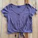 American Eagle Outfitters Tops | American Eagle Size L Button Front T-Shirt Blouse | Color: Purple | Size: L