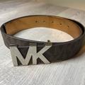 Michael Kors Accessories | Brown Michael Kors Belt With Silver Mk Buckle Women’s (Size Small) | Color: Brown/Silver | Size: Os