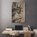 Rosalind Wheeler Statue of Liberty Black & White - Unframed Graphic Art on Wood in Blue/Brown/Gray | 26 H x 18 W x 1.5 D in | Wayfair