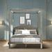 Harriet Bee Hafsteinn Solid Wood Canopy Bed Wood in Gray/White/Brown | 74.8 H x 62.8 W x 83.9 D in | Wayfair D2B207F2C8A34D57A795BCB14CAFD7AD