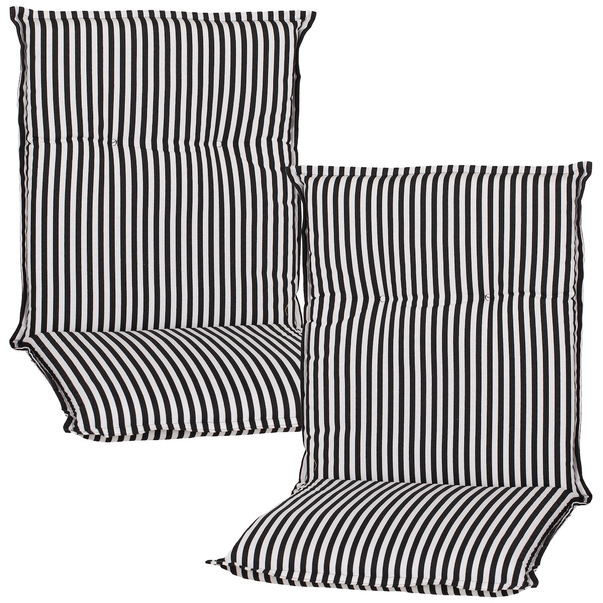 NYVI Niedriglehner Auflagen Piemont - Polsterauflage mit Halteband & Bindebändern Dessin:Schwarz / Weiß BE807,Größe:2x Niedriglehnerauflage Image