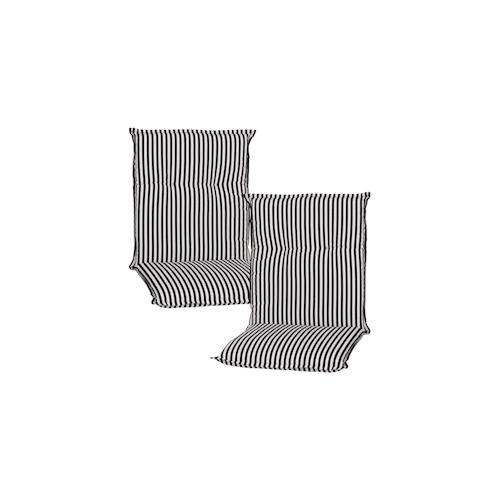 Niedriglehner Auflagen Piemont – Polsterauflage mit Halteband & Bindebändern Dessin:Schwarz / Weiß BE807,Größe:2x Niedriglehnerauflage