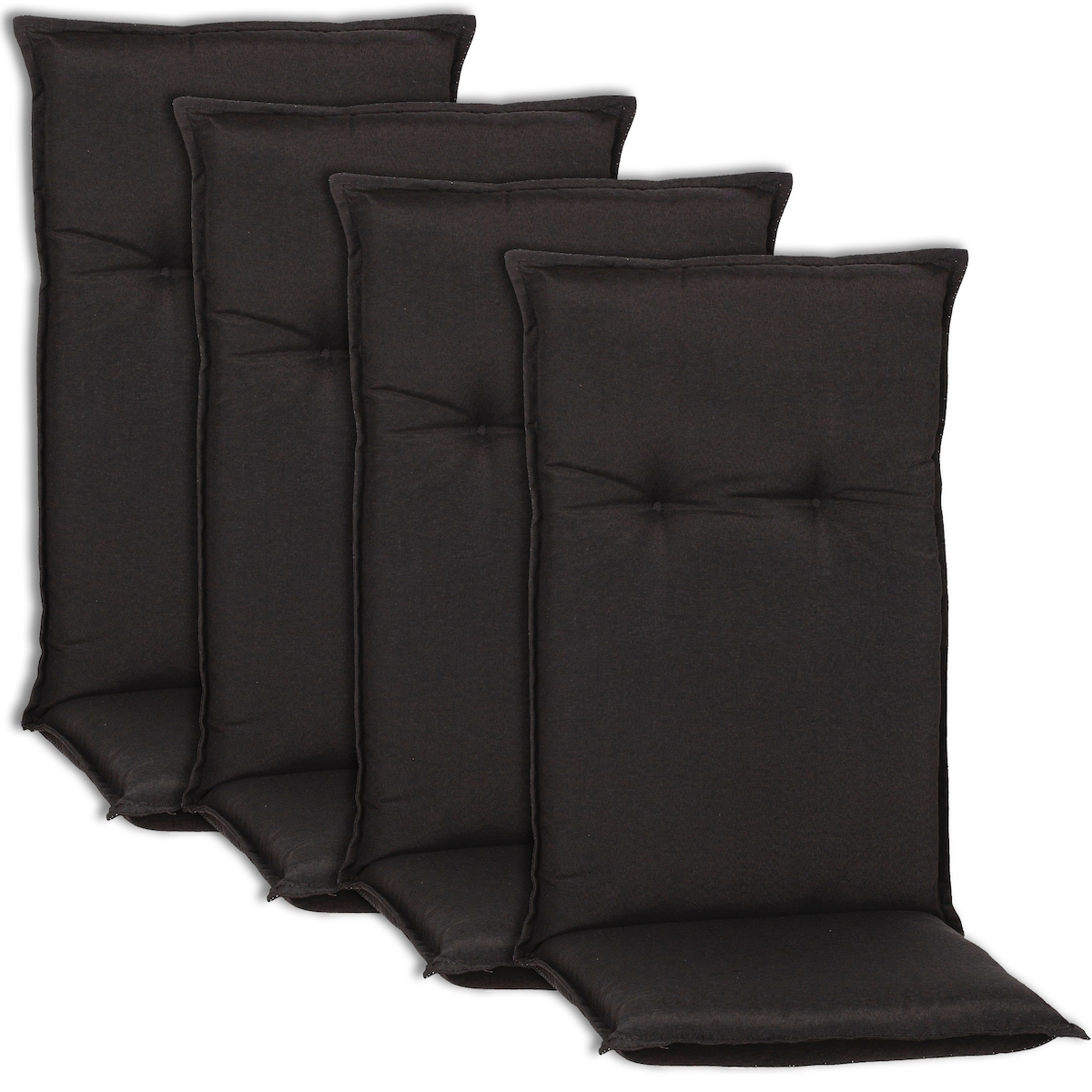 NYVI Hochlehnerauflagen Piemont - Polsterauflage mit Halteband & Bindebändern Dessin:Anthrazit AUB91,Größe:4x Hochlehnerauflage Image