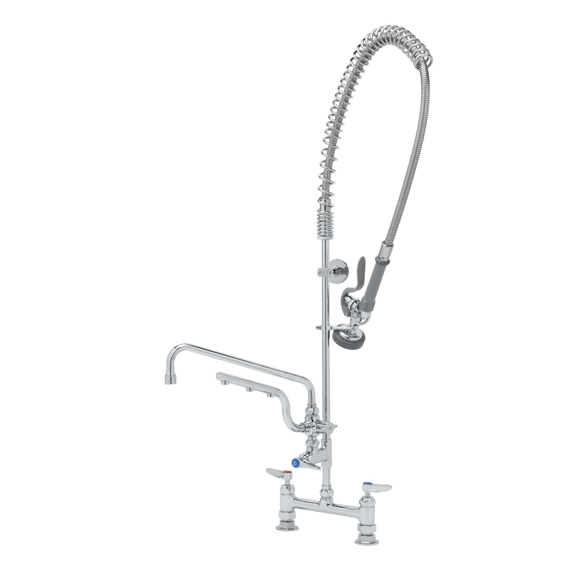 T&S B-0123-U12-CR-B 46 1/16" Deck Mount Pre Rinse Faucet - 1.5 GPM, Base with Nozzle, 12" Swing Nozzle, Stainless Steel
