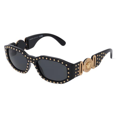 Versace VE4361 Unisex-Sonnenbrille Vollrand Achteckig Kunststoff-Gestell, schwarz