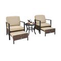 Costway 5 Pieces Patio Wicker Conversation Set with Soft Cushions for Garden Yard