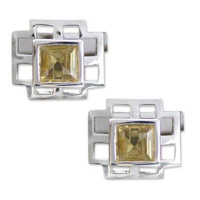 Sun Tower,'Collectible Men's Sterling Silver Citrine Cufflinks'