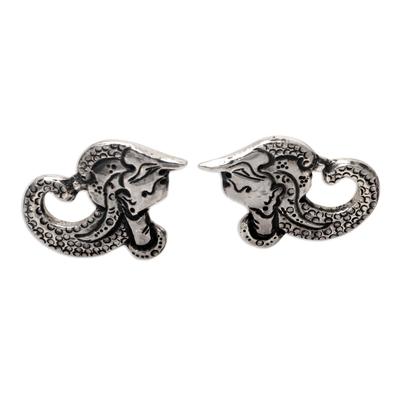 Sterling silver cufflinks, 'Arjuna'