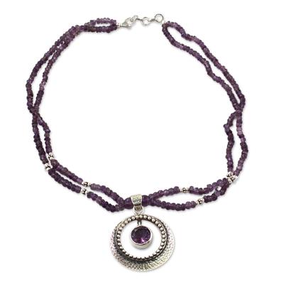 'Beautiful Essence' - Indian Jewelry Sterling Silver Beaded Amethyst Neck