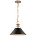 Nuvo Lighting 67523 - 1 Lamp 13" 120 volt Matte Black/Burnished Brass Indoor Pendant Light Fixture (OUTPOST 1 LIGHT MEDIUM PENDANT BLK/BRS (60-7523))