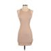 Shein Cocktail Dress - Bodycon Crew Neck Sleeveless: Tan Print Dresses - Women's Size Small