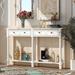 Rectangle Console Table Sofa Table Easy Assembly with Two Storage Drawers & Bottom Shelf for Living Room, Entryway, Hallway