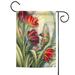 Red and Green Thirsty Bird Outdoor Garden Flag 18" x 12.5"